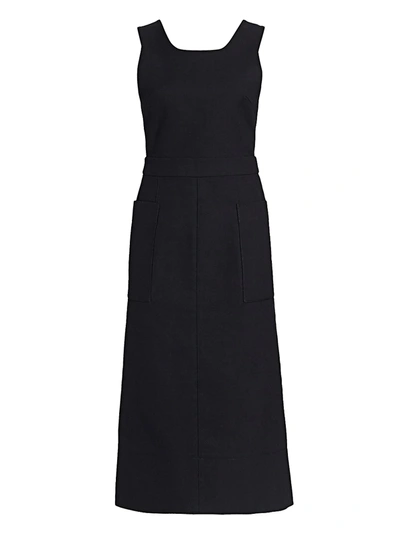 Lvir Women's Canvas Apron Midi Dress In Black