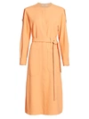 Tibi Chalky Draped Cargo Shirtdress In Melon