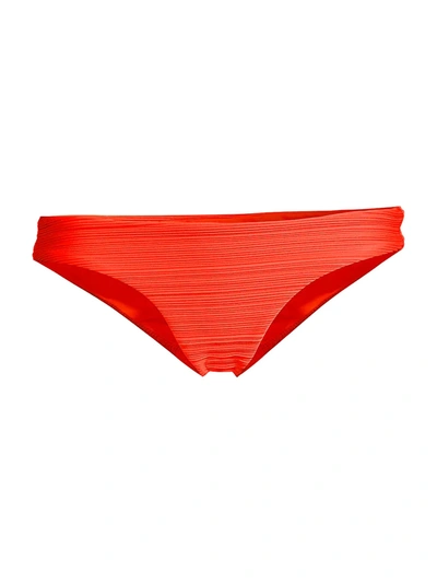 Mara Hoffman Kay Ruched Low-rise Bikini Bottom In Orange