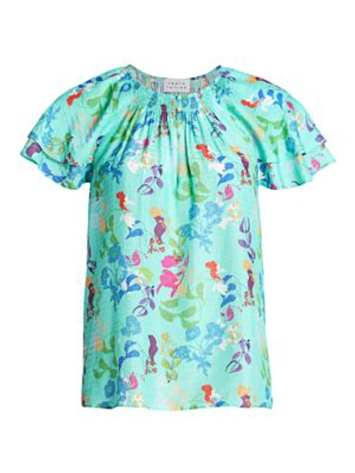 Tanya Taylor Women's Eve Printed Ruffle Blouse In Collage Floral