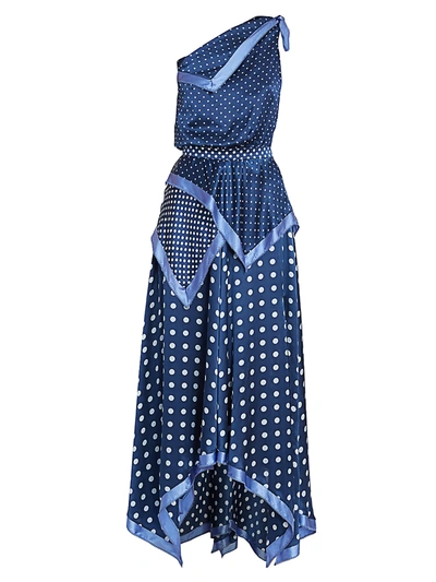 Altuzarra Women's Petrel Silk One-shoulder Handkerchief Dress In Berry Blue