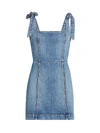 Alice And Olivia Women's Maryann Tie-shoulder Denim Dress In She Gets What She Wants