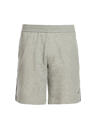 Moncler Men's Side Stripe Shorts In Heather Grey