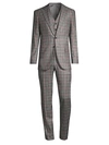 Isaia Men's 3-piece Checkered Wool Suit In Grey