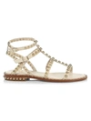 Ash Precious Studded Leather Gladiator Sandals In Ivory