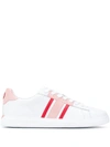 Tory Burch Howell T-saddle Court Sneakers In White/pink