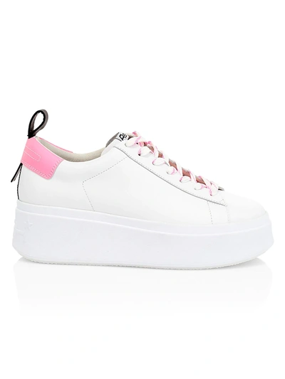 Ash Women's Moon Leather Platform Sneakers In White Pink