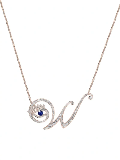 Tabayer Eye 18k Rose Gold, Diamond & Sapphire Wise Pendant Necklace