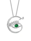 Tabayer Women's Eye 18k White Gold, Diamond & Emerald Genuine Pendant Necklace