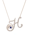 Tabayer Eye 18k Rose Gold, Sapphire & Diamond Honest Pendant Necklace