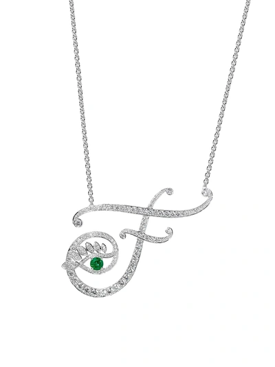 Tabayer Eye 18k White Gold, Emerald & Diamond Fearless Pendant Necklace