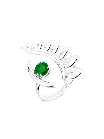 Tabayer The Third Eye 18k White Gold & Emerald The Look Ring