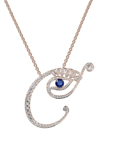 Tabayer Eye 18k Rose Gold, Diamond & Sapphire Creative Pendant Necklace