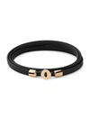 Miansai Men's Nexus 18k Yellow Goldplated Sterling Silver & Leather Wrap Bracelet In Black