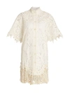 Zimmermann Women's Wavelength Fringe Silk Shirtdress In Ivory