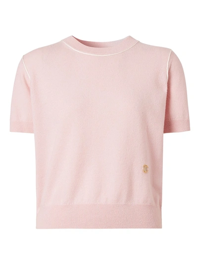Burberry Short-sleeve Cashmere Sweater In Copper Pink