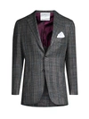 Kiton Men's Windowpane Check Sportcoat In Blue