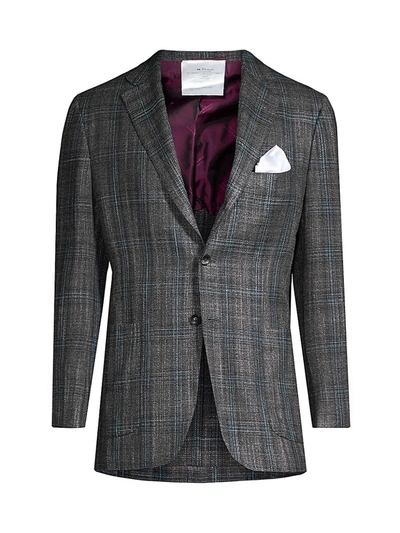 Kiton Men's Windowpane Check Sportcoat In Blue