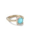David Yurman Women's Petite Châtelaine Pavé Bezel Ring In 18k Yellow Gold With Gemstone In Turquoise