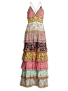 Alice And Olivia Imogene Tier Ruffle Floral & Paisley Maxi Dress In Meadow Magic