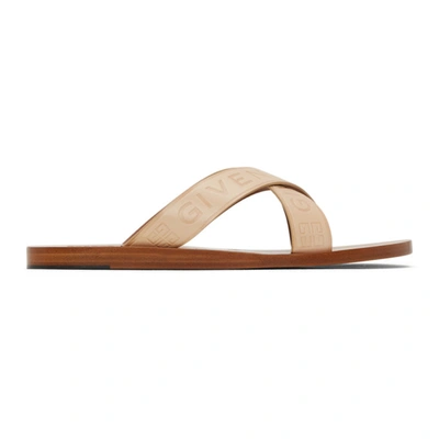 Givenchy Logo Web Crisscross Flat Sandals In White