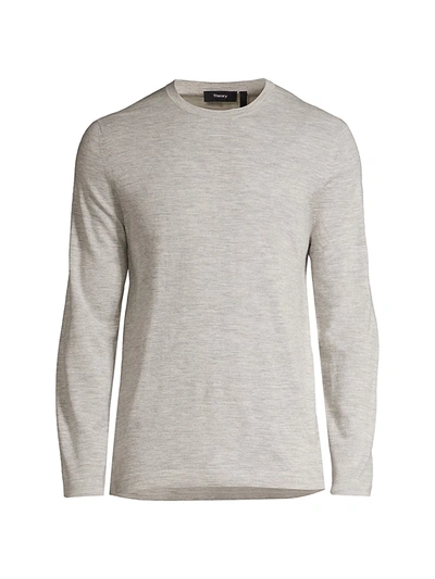 Theory Hilles Crewneck Cashmere Sweater In Light Gray Heather