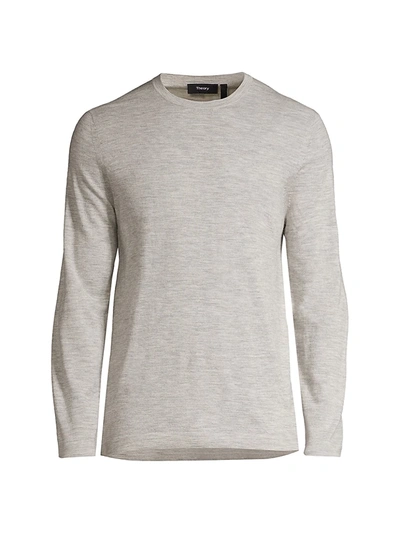 Theory Hilles Crewneck Cashmere Sweater In Light Grey Heather