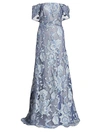 Rene Ruiz Collection Illusion A-line Gown In Blue