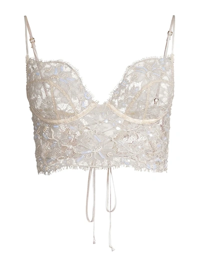 Kiki De Montparnasse Beaded Long-line Bra In Ivory
