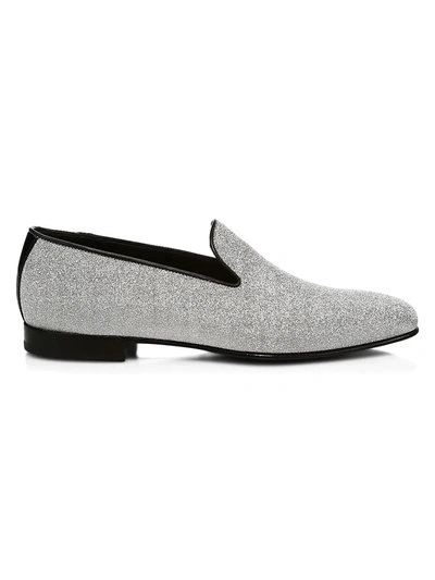 Corthay Oscar Glitter Leather Slip-on Shoes In Silver 