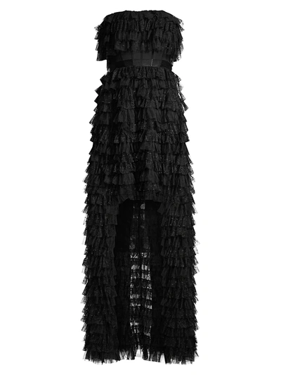 Bcbgmaxazria Eve Ruffle Tulle Gown In Black