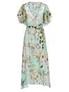 Adriana Iglesias Women's Aman Silk Belted Robe Dress In Mint Leopard Orchid