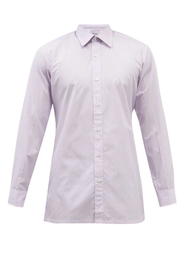 Charvet Striped Cotton-poplin Shirt In Blue White Burgundy