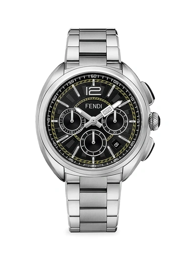 Fendi Timepieces Momento Fendi Chronograph Stainless Steel Watch In Silver
