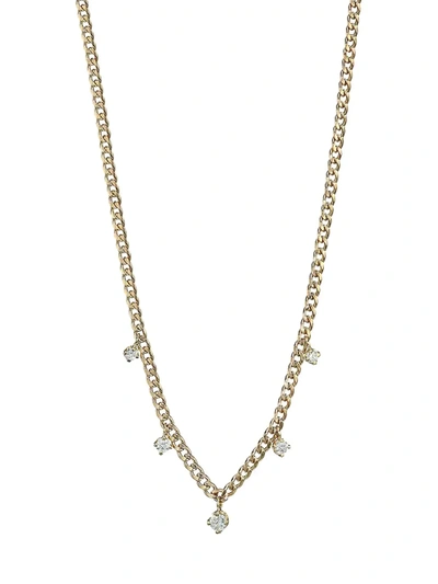 Zoë Chicco 14k Yellow Gold Prong Diamonds Diamond Dangle Collar Necklace, 14-16