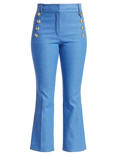 Derek Lam 10 Crosby Roberston Cropped Flare Pants In Blue