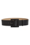 Carolina Herrera Women's Square-buckle Snakeskin & Leather Belt In Black