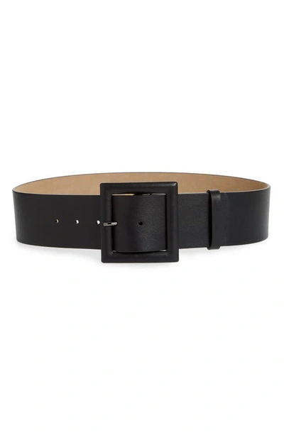 Carolina Herrera Women's Square-buckle Snakeskin & Leather Belt In Black