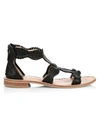 Jack Rogers Women's Jackie Whipstitch Leather Gladiator Sandals In Black