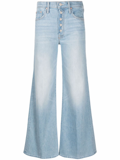 Mother The Fly Tomcat Roller Button Fly Flare Jeans In Blue