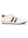 Eleventy Two-stripe Leather Sneakers In White