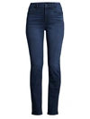 Jen7 By 7 For All Mankind High Waist Exposed Button Fly Ankle Skinny Jeans In Classic Midnight Blue