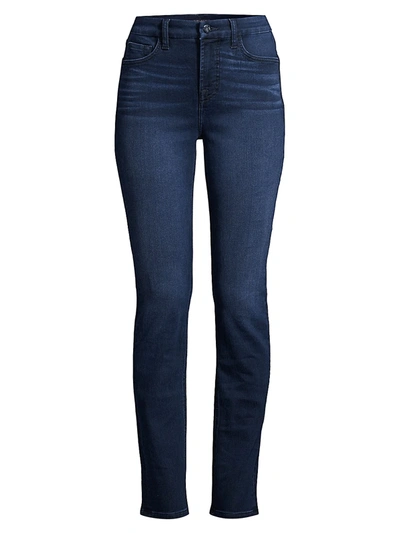Jen7 By 7 For All Mankind High Waist Exposed Button Fly Ankle Skinny Jeans In Classic Midnight Blue
