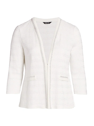 Misook, Plus Size Check Silvertone Trim Jacket In White