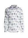 John Varvatos Men's Floral Slim-fit Cotton Shirt In Blue Stone