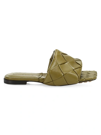 Bottega Veneta Lido Flat Leather Sandals In Mud