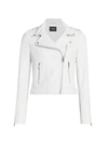 Lamarque Antea Leather Moto Jacket In Light Grey White
