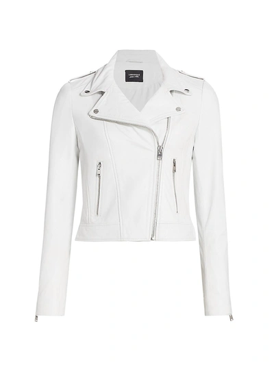 Lamarque Antea Leather Moto Jacket In Bone