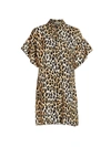 Alice And Olivia Jude Tunic Leopard Shirtdress In Spotted Leopard Multi