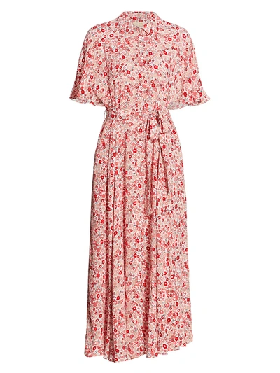 Bytimo Summer Of Love Maxi Shirtdress In Red Flowers